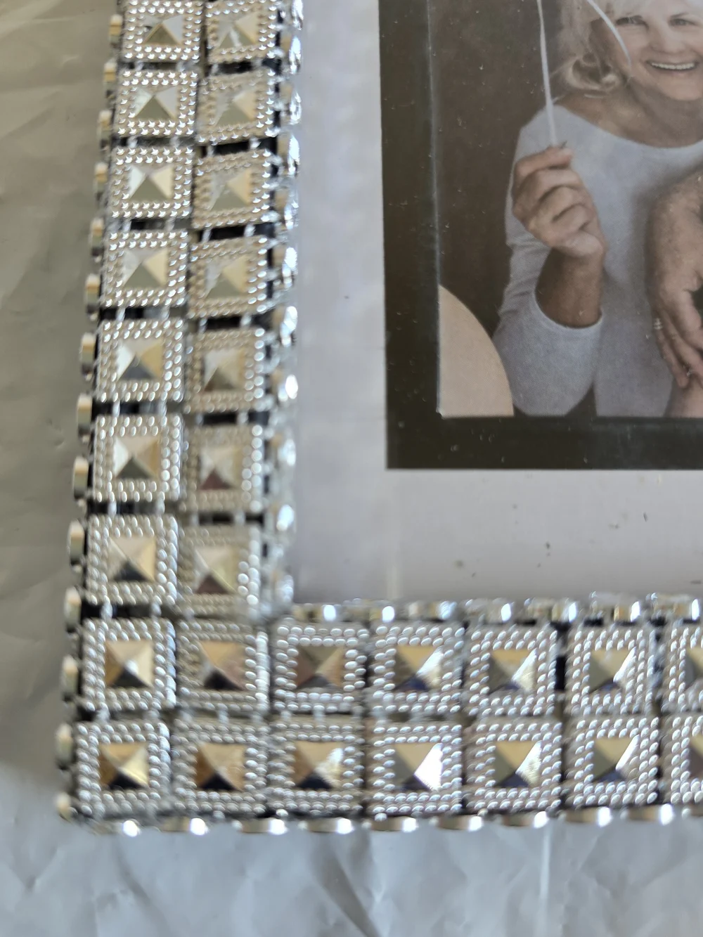 Beaded Silver 4x6 Multi-Photo Frame New 15x8 Inch Handmade